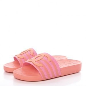 Pink Chanel Pool Slides